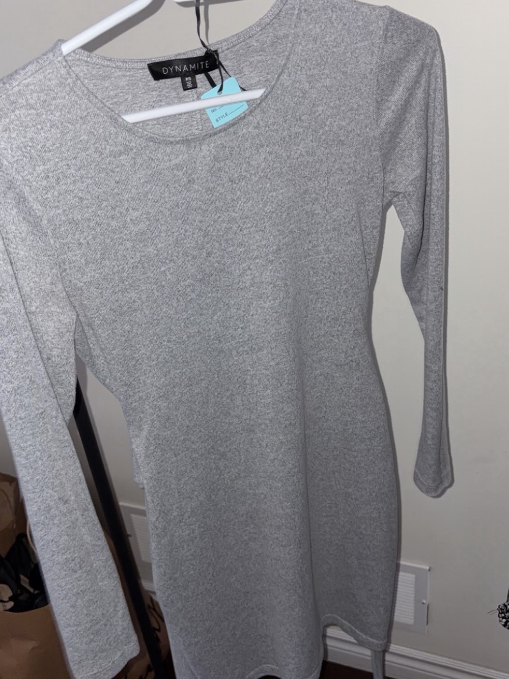 Dynamite Light Gray Crew Neck Knit Top